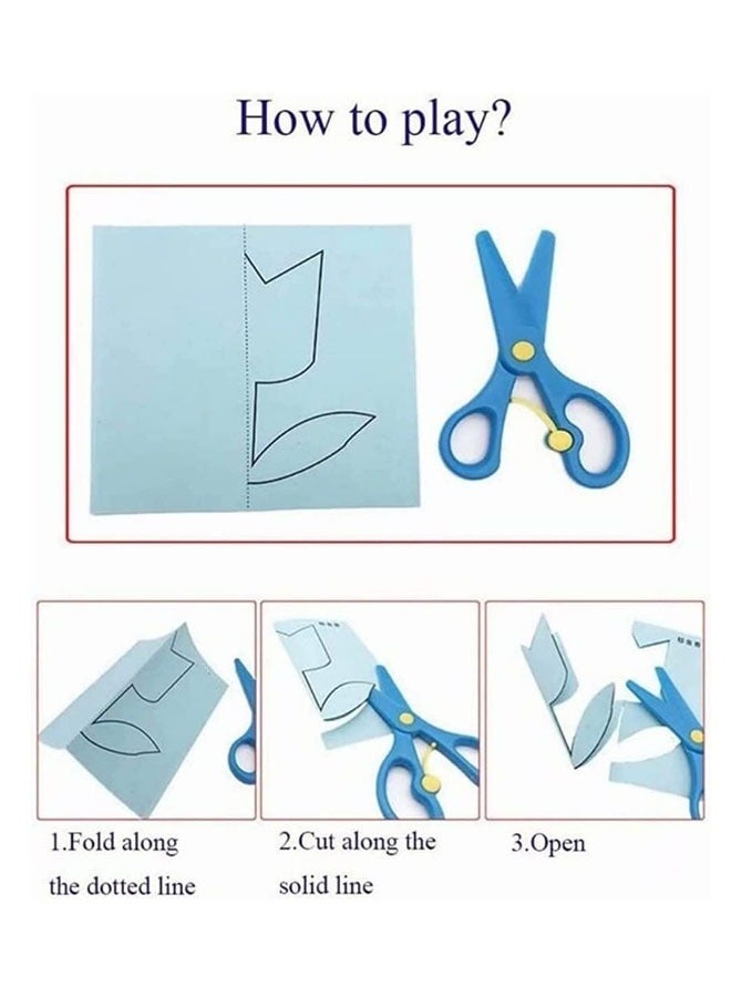 240 Pcs Kids Paper Cutting Set Paper Activity Toys with 2 Safe Scissors Educational Toys for Kids Gift Idea