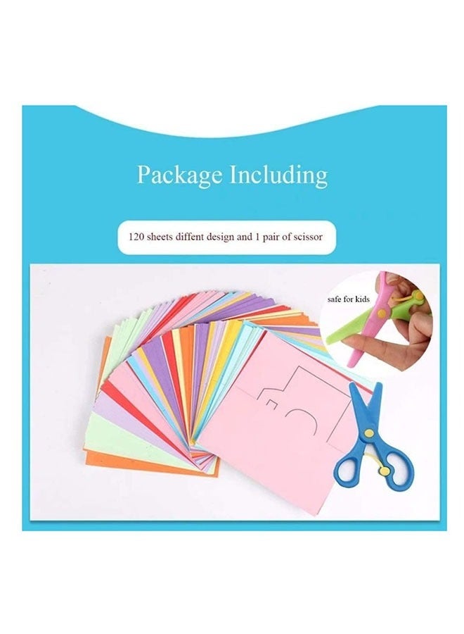 240 Pcs Kids Paper Cutting Set Paper Activity Toys with 2 Safe Scissors Educational Toys for Kids Gift Idea