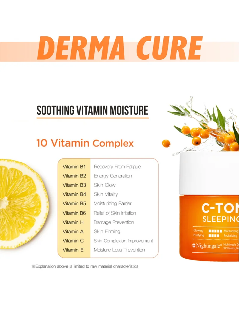 nightingale Korean C Toning Sleeping Mask with Vitamin C, Niacinamide, Hyaluronic Acid