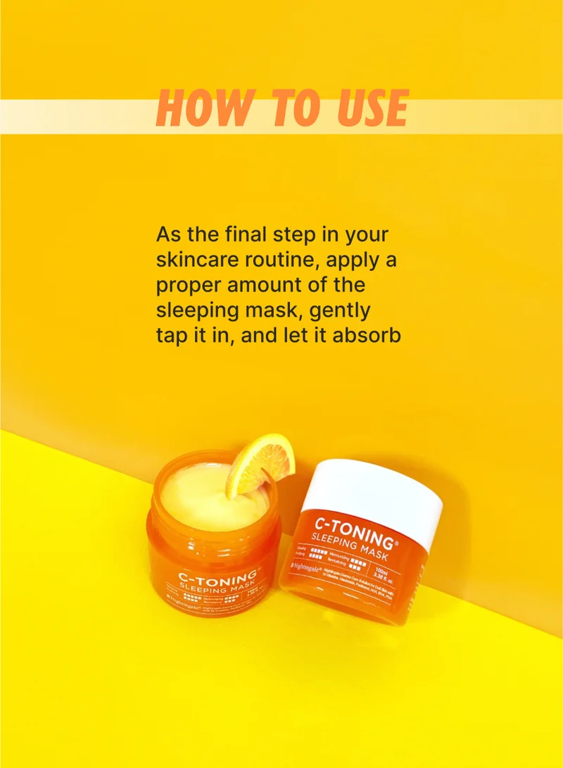nightingale Korean C Toning Sleeping Mask with Vitamin C, Niacinamide, Hyaluronic Acid