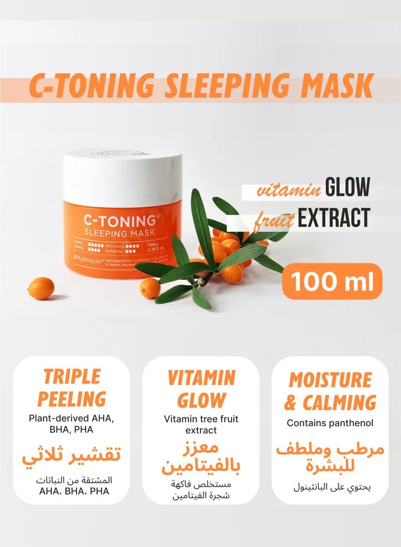 nightingale Korean C Toning Sleeping Mask with Vitamin C, Niacinamide, Hyaluronic Acid