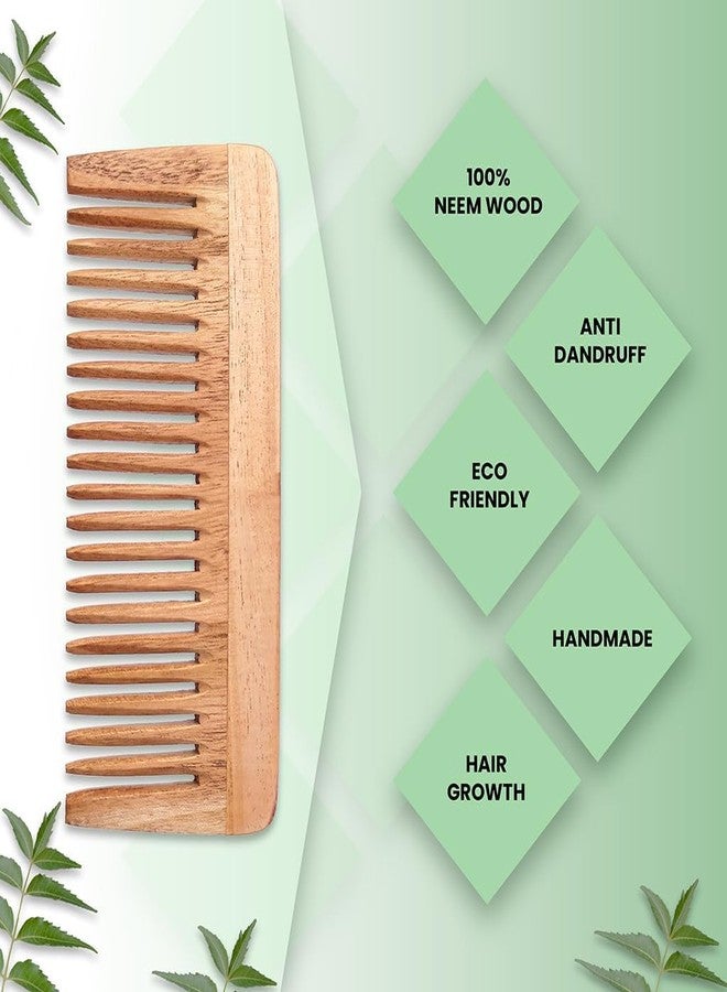 ZAIKRO Neem Wood Comb Wide Teeth | Natural Anti-Dandruff Wooden Hair Comb | Scalp Massage Detangling Comb for Hair Growth | Suitable for Men, Women & All Hair Types - Image 3