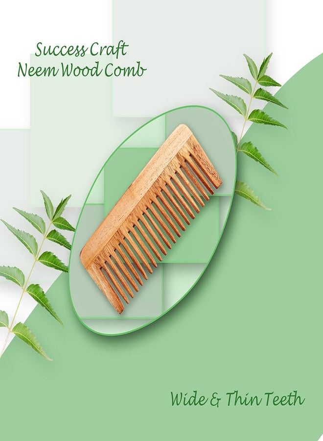 ZAIKRO Neem Wood Comb Wide Teeth | Natural Anti-Dandruff Wooden Hair Comb | Scalp Massage Detangling Comb for Hair Growth | Suitable for Men, Women & All Hair Types - Image 2