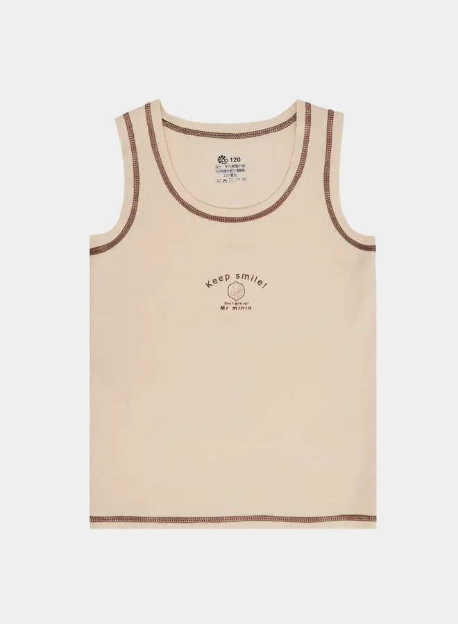 Styli Boys Beige Vest with Contrast Stitching