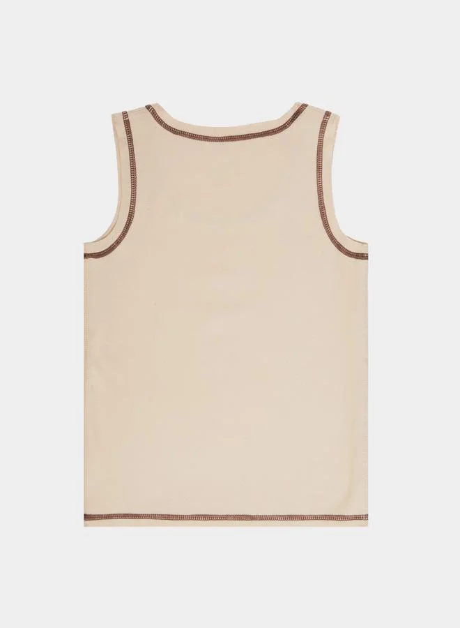 Styli Boys Beige Vest with Contrast Stitching
