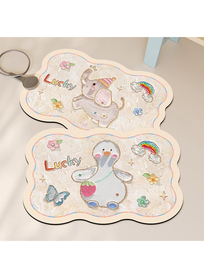 Slowly Say Manshuo Bathroom Non-slip Mat, Elderly Bathing Anti-fall Floor Mat, Bathroom Entrance Strong Water-absorbing Thickened Foot Mat, 40*60cm - Image 2