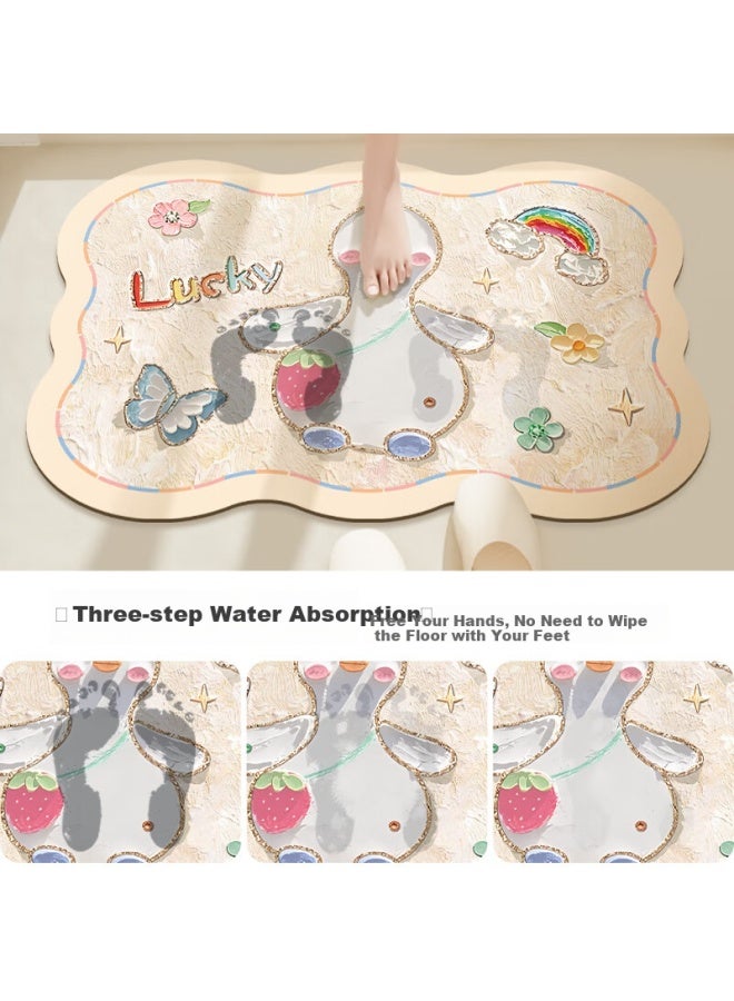 Slowly Say Manshuo Bathroom Non-slip Mat, Elderly Bathing Anti-fall Floor Mat, Bathroom Entrance Strong Water-absorbing Thickened Foot Mat, 40*60cm - Image 3