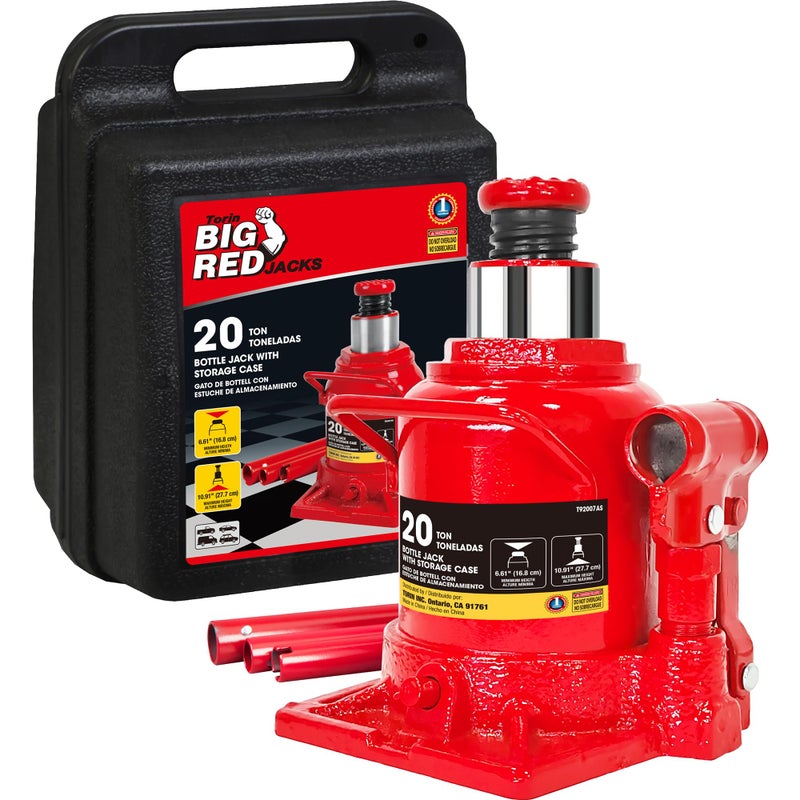 Big Red Hydraulic Bottle Jack with Carrying Case 20 Ton 40000 lb CapacityT92007S