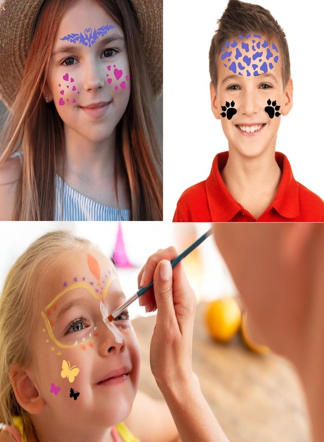 KUANSHENG Face Painting Stencils Set – 24 PCS Reusable Body Art Templates with Butterflies, Christmas Snowflakes, Leopard Prints for DIY Halloween Party Makeup - Image 3