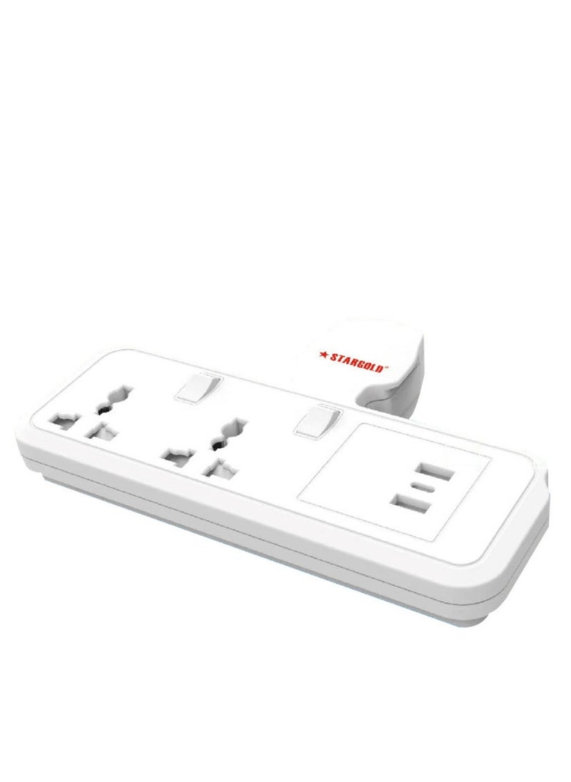 Stargold Multiple cord Extension Set Overload Protector Electric Charging Lead 2 Way Ac Output with 2 USB and 1 USB-C Port Anti-Fire 750⁰C, 13A Heavy Duty Charging Station- White  - Image 1