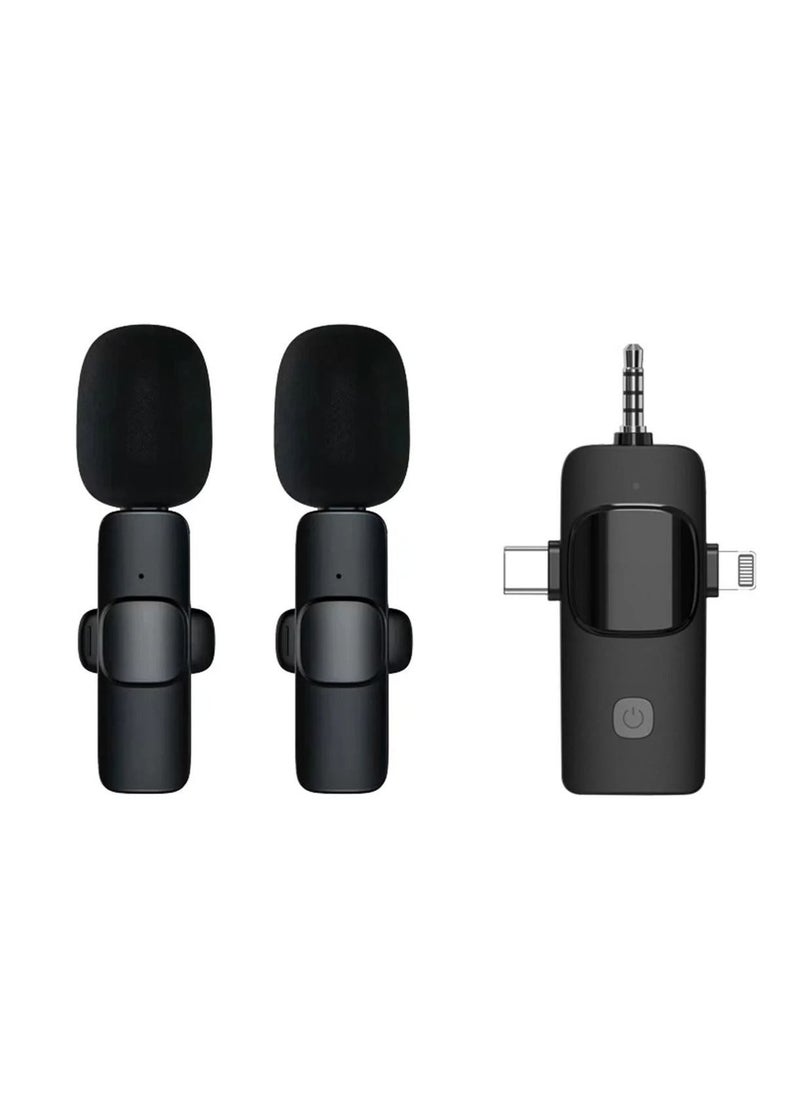 Generic Wireless collar clip microphone for recording videos, suitable for Typc-C interface+Apple interface+Android interface, with clear and impurity free sound  - Image 1