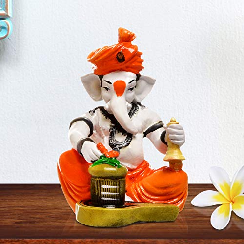 Aadaa Resin Ganesha Figurine, 13.5x8.5 cm, Multicolour, 1 Piece - Image 1