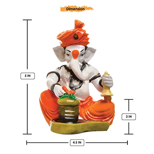 Aadaa Resin Ganesha Figurine, 13.5x8.5 cm, Multicolour, 1 Piece - Image 4