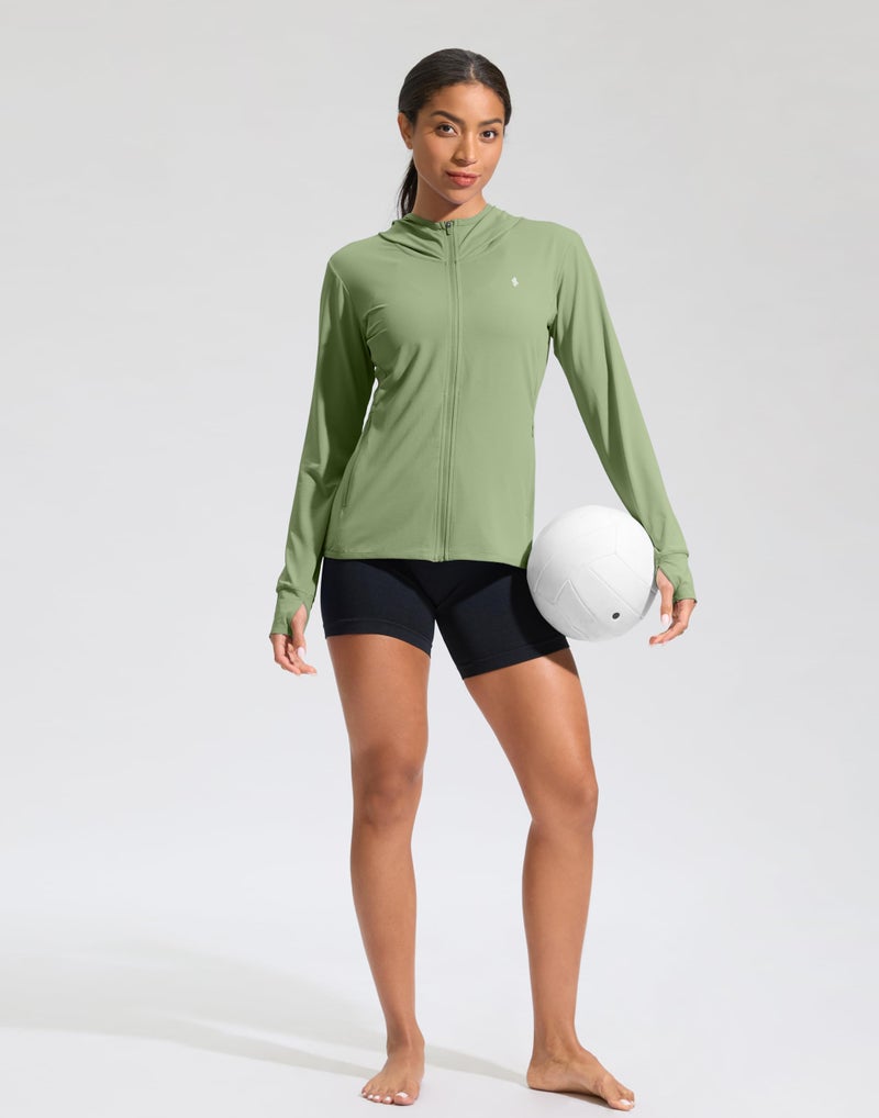 Soothfeel Women's UPF 50+ Sun Protection Hoodie Jacket Lightweight Long Sleeve Sun Shirt for Women with Pocket Hiking Outdoor C-Green - Image 3