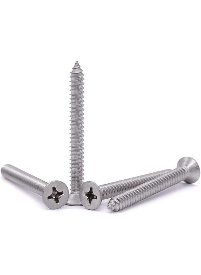 EASTLO #14 x 1-1/2" Flat Head Sheet Metal Screws Phillips Drive Wood Screws, 304 Stainless Steel 18-8, Self Tapping, Pack of 50 - Image 5