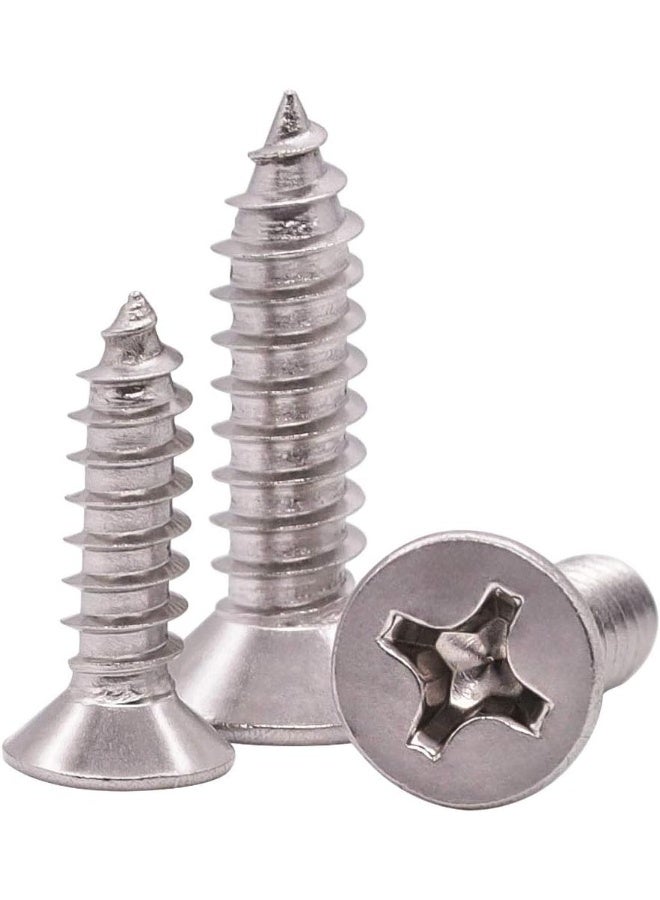 EASTLO #14 x 1-1/2" Flat Head Sheet Metal Screws Phillips Drive Wood Screws, 304 Stainless Steel 18-8, Self Tapping, Pack of 50 - Image 1