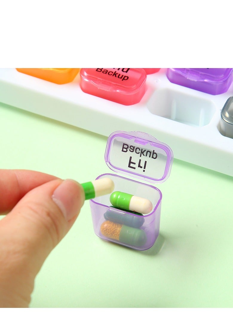 28-grid keyboard-type medicine box, large capacity 28-grid per month, small medicine box portable storage box with you - Image 3