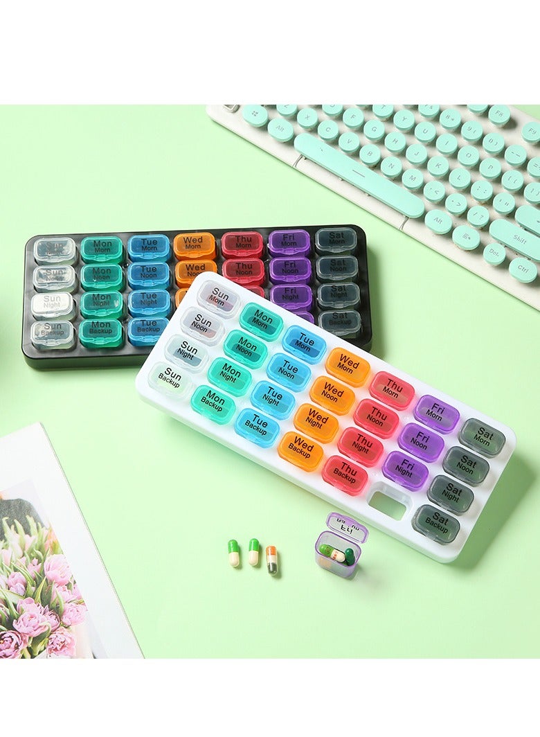 28-grid keyboard-type medicine box, large capacity 28-grid per month, small medicine box portable storage box with you - Image 2