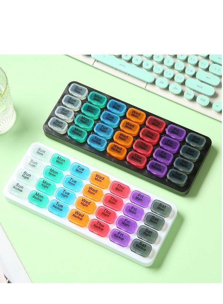 28-grid keyboard-type medicine box, large capacity 28-grid per month, small medicine box portable storage box with you - Image 4