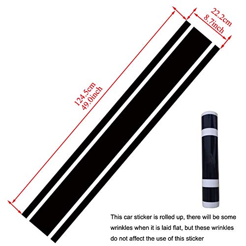 Kelenate® Black 49"x 8.7" Car Hood Stripe Sticker - Auto Racing Body Side Decal Vinyl Decoration Compatible With I-gnis - Image 2