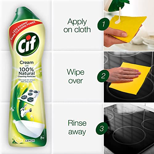 Cif Multi Purpose Cleaner with Cream and Micro Crystals Lemon, 500 ml - Pack of 2 [Packaging might vary] - Image 4