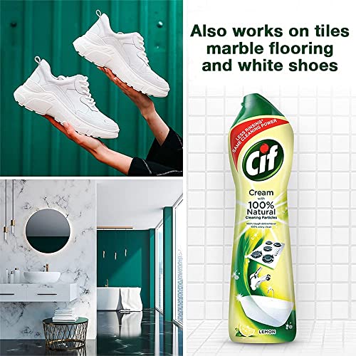 Cif Multi Purpose Cleaner with Cream and Micro Crystals Lemon, 500 ml - Pack of 2 [Packaging might vary] - Image 3