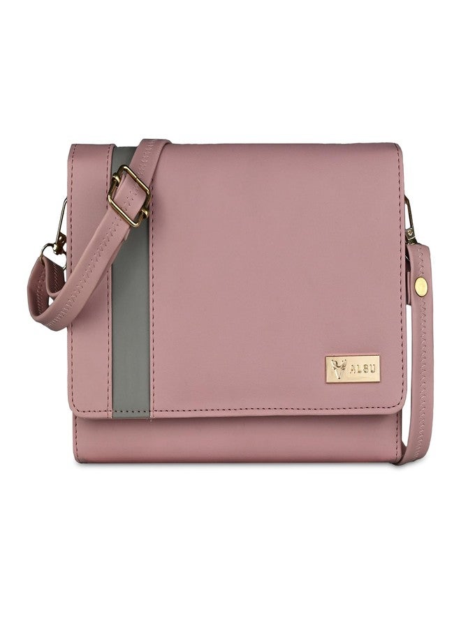 ALSU Women's trendy Sling Bag Peach | handbag | purse | crossbody bag| deattachable straps |card slots (irf-019pch) - Image 1