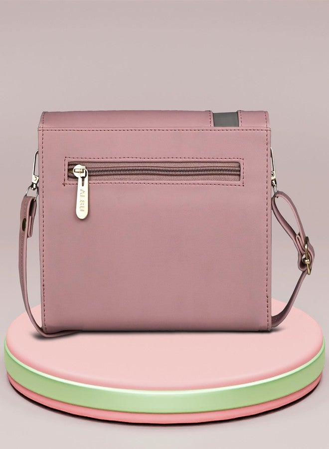 ALSU Women's trendy Sling Bag Peach | handbag | purse | crossbody bag| deattachable straps |card slots (irf-019pch) - Image 3