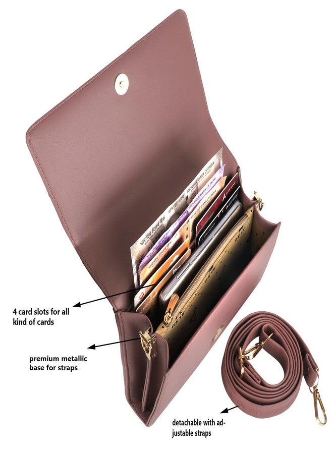 ALSU Women's trendy Sling Bag Peach | handbag | purse | crossbody bag| deattachable straps |card slots (irf-019pch) - Image 4
