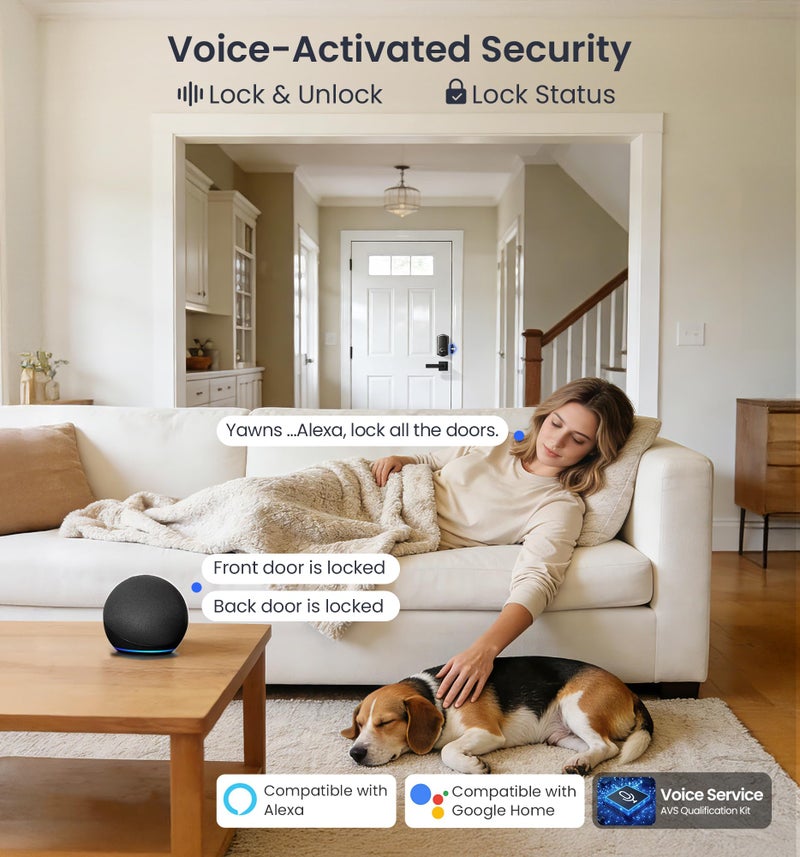 Veise VE012W Built-in WiFi Fingerprint Smart Lock, App Remote Control, Compatible with Alexa & Google Assistant, Keyless Entry for Front Door, Digital Keypad Deadbolt, Auto Lock, Matte Black - Image 5