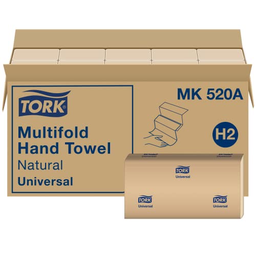 Tork Multifold Hand Towel, Natural, 100% recycled, FSC certified, Compatible with H2 Dispensers, 16 packs x 250 sheets (MK520A) - Image 2