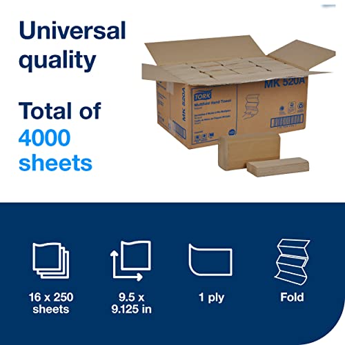 Tork Multifold Hand Towel, Natural, 100% recycled, FSC certified, Compatible with H2 Dispensers, 16 packs x 250 sheets (MK520A) - Image 3