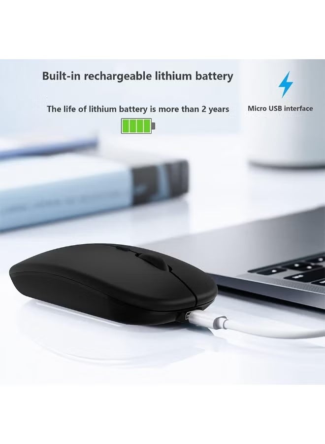 Wireless Bluetooth Mouse, Bluetooth 5.1+2.4GHz with Micro USB wireless receiver, suitable for charging interface Type-C rechargeable silent Bluetooth wireless mouse for PC, laptop, tablet, and mobile phone, 3 preset adjustable DPI (black) - Image 3