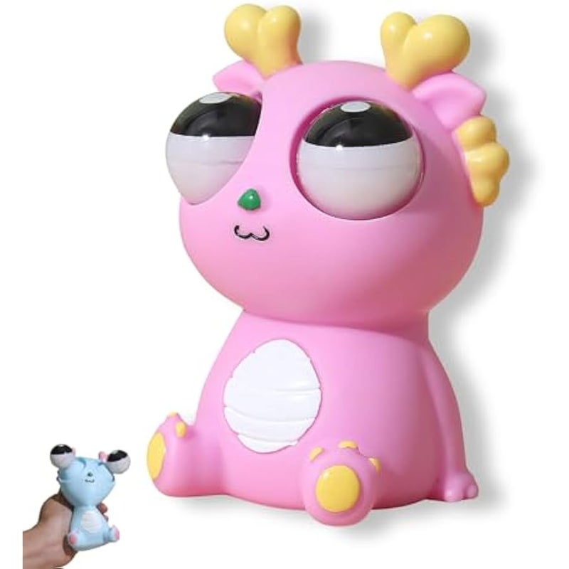 Pop-Out Eye Dragon Squeeze Toy - Stress Relief Sensory Squishy for Adults, Funny Anti-Stress Ball, Ideal Anxiety Toy for Party Favors and Gifts (Pink) - Image 1