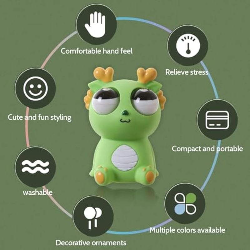 Pop-Out Eye Dragon Squeeze Toy - Stress Relief Sensory Squishy for Adults, Funny Anti-Stress Ball, Ideal Anxiety Toy for Party Favors and Gifts (Pink) - Image 3
