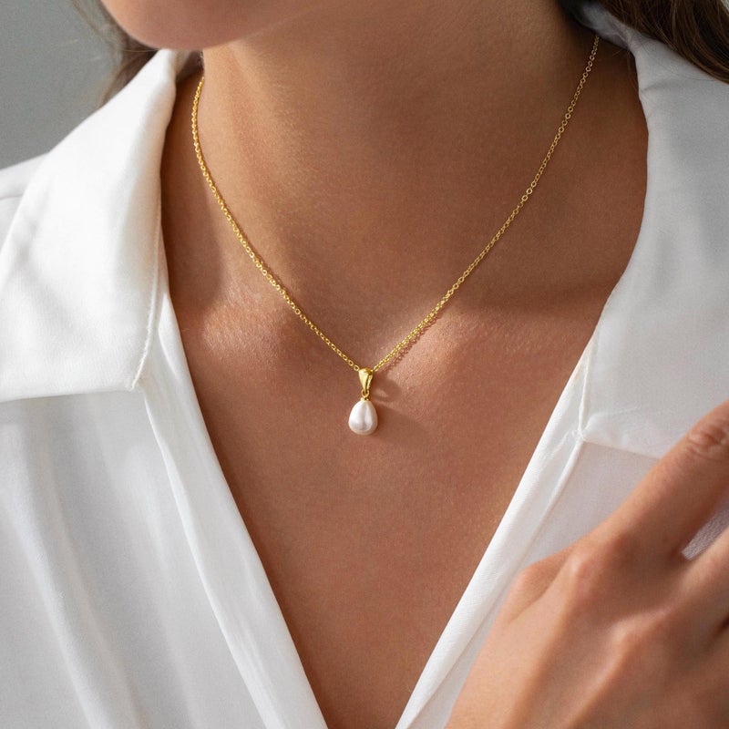 Yoosteel Pearl Necklaces for Women - Dainty 14K Gold Plated Pearl Choker Pendant Necklace for Women Trendy Simple Elegant Necklace Womens Jewelry Wedding Bridesmaid Proposal Gifts - Image 2