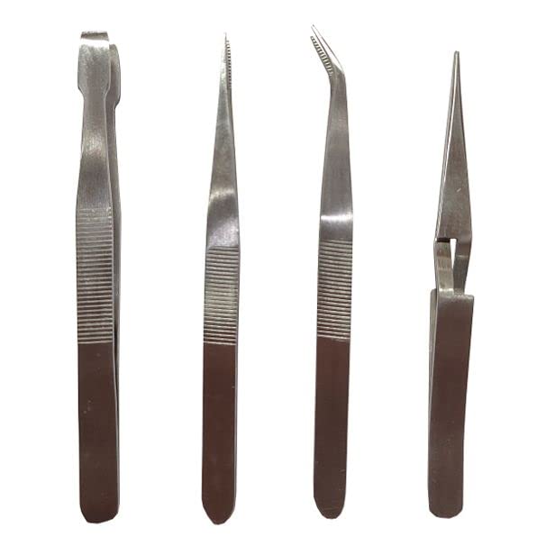 RELIBBA Professional Craft Tweezers Stainless Steel Precision Tweezer Set for Hobby Electronics Industrial Use Model Making Jewelry Picking Tool 4 Piece  - Image 1
