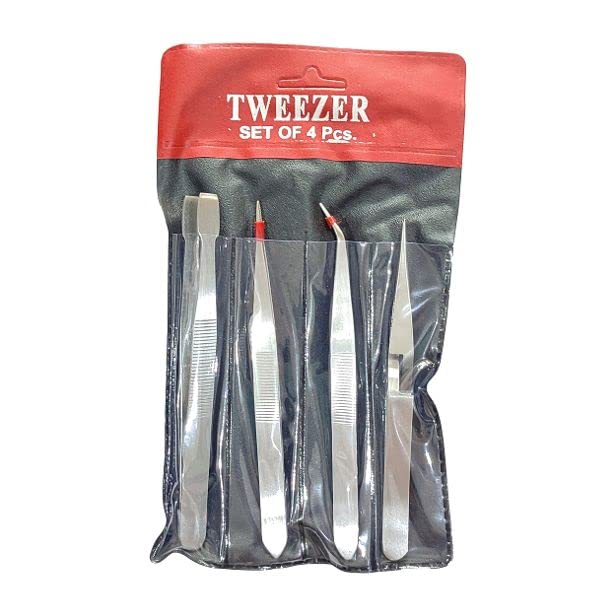 RELIBBA Professional Craft Tweezers Stainless Steel Precision Tweezer Set for Hobby Electronics Industrial Use Model Making Jewelry Picking Tool 4 Piece  - Image 2