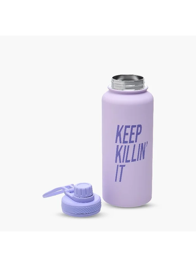 LIFESTYLE Double Wall-1000 Ml-Keep Killin' It Print-With Handle- (Stainless Steel) Purple \ 9X24
