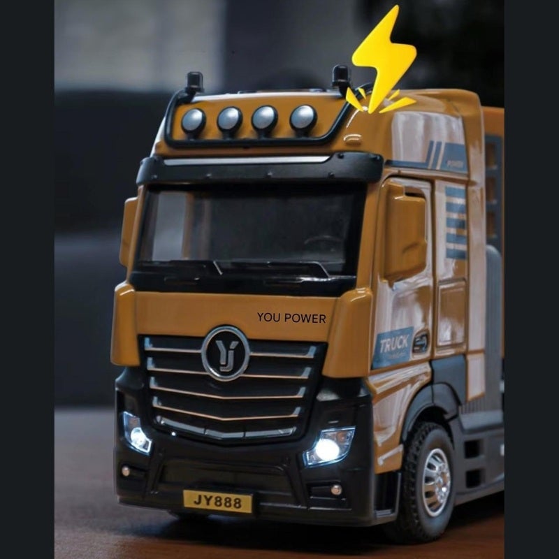 1:50 Scale Alloy Trailer - Wear-resistant Drop-resistant Construction Vehicle Model with Opening Doors, Sound Effects, Warning Lights for Kids and Construction Toy Enthusiasts - Image 2