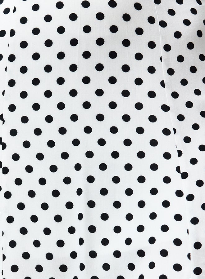 trendyol Ecru Polka Dot Slit Detail Viscose Midi Woven Skirt  - Image 5
