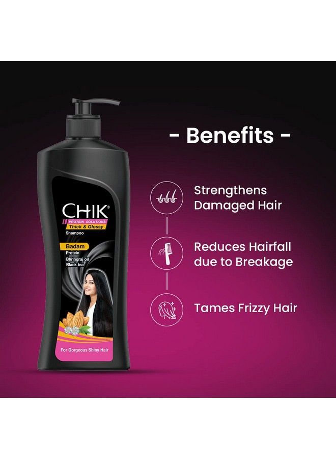 Chik Protein Solution Thick And Glossy Shampoo With The Goodness Of Badam Protein Bhringraj Oil And Black Tea For Gorgeous Shiny Hair (340Ml) - Image 4