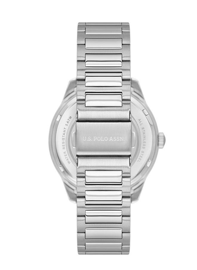 U.S. Polo Assn. U.S. Polo Assn. Fundamental 42mm Navy Blue Dial Watch with Silver Accents and Stainless Steel Band - USPA1087-05, Rugged Sophistication  - Image 3