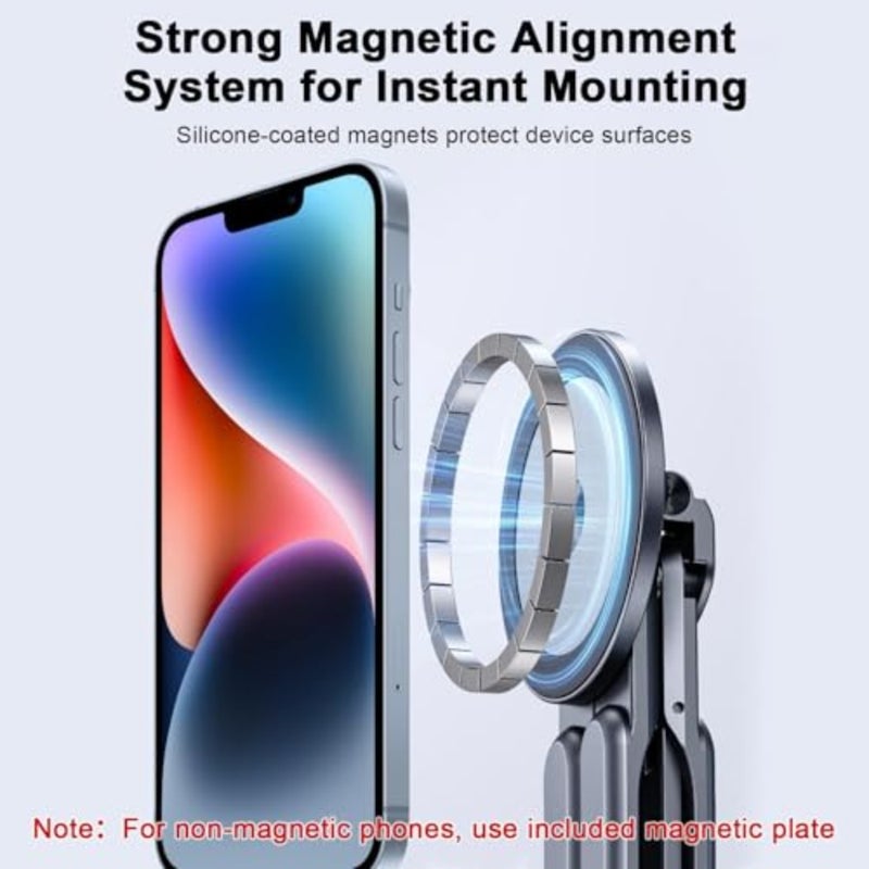 Foldable Laptop Stand for Desk, 8-Angle Adjustable Aluminum Portable Holder with Magnetic Mount, All-in-One Stand for Laptop, Tablet and Phone, Non-Slip Base, Compatible with 10-15.6 Inch Laptops - Image 5