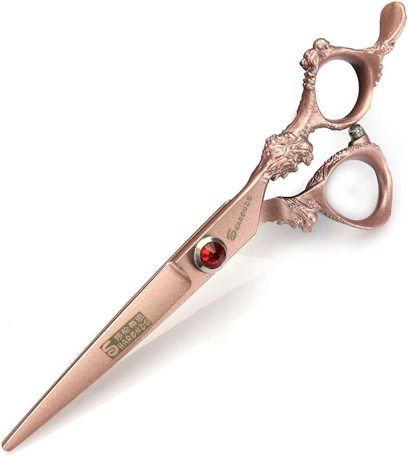 SHARONDS professional haircut scissors rose gold high hardness sharp 440c hairdresser hairstyle trim and hair sparse (6 inch flat)