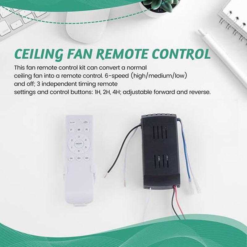 Universal Ceiling Fan Remote Control Kit 6 Speed 40W DC Fan Light Replacement - Image 3