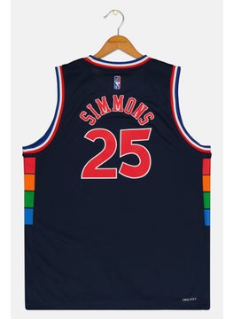 Nike Nike x NBA Kids Boy Short Sleeve Philadelphia 76ers Basketball Jersey, Navy  - Image 2