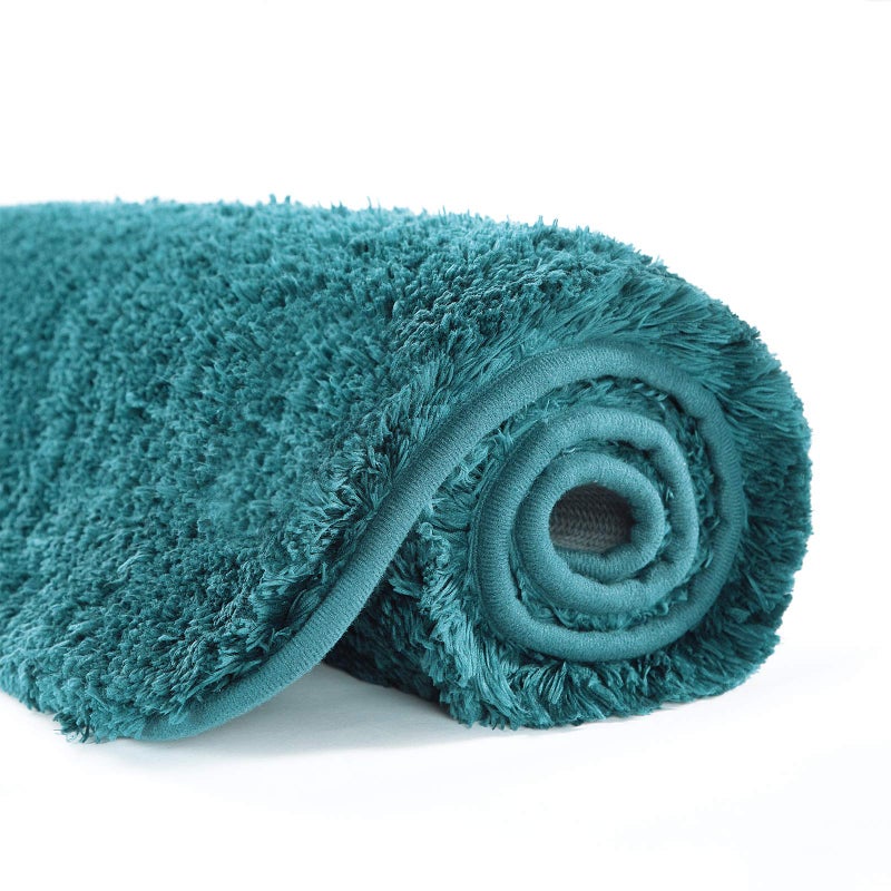 Suchtale Bath Rug for Bath Non Slip Water Absorbent Soft Microfiber Shaggy Bathtub Mat Machine Washable Thick Plush Shower Mat Teal 20 x 32
