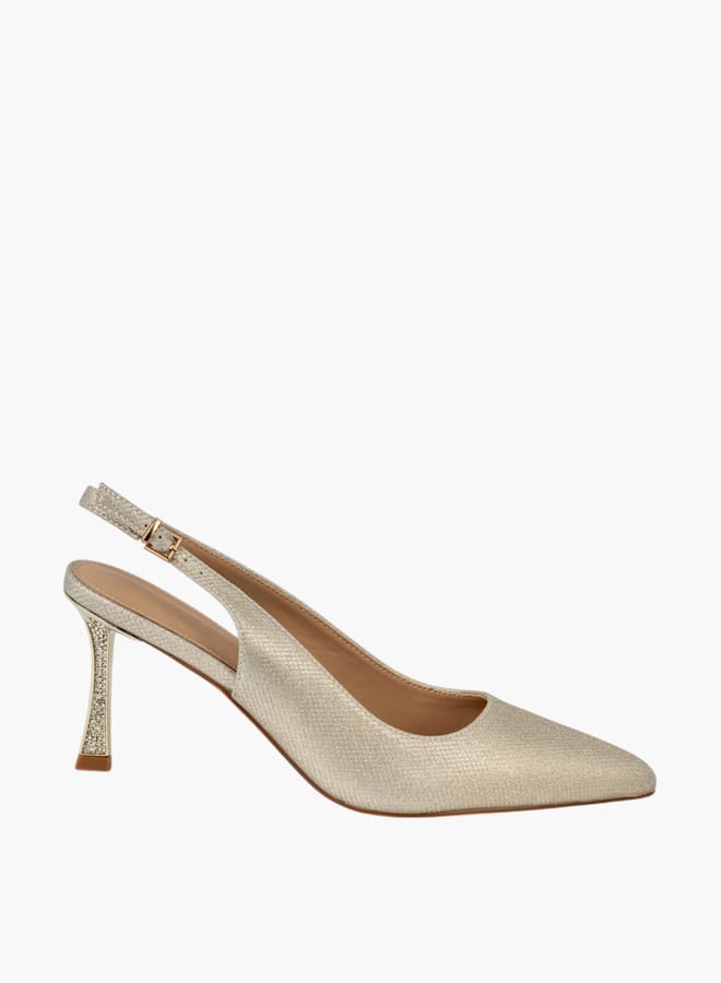 Flora Bella By Shoexpress Womens Textured Slingback Shoes With Stiletto Heels  - Image 4