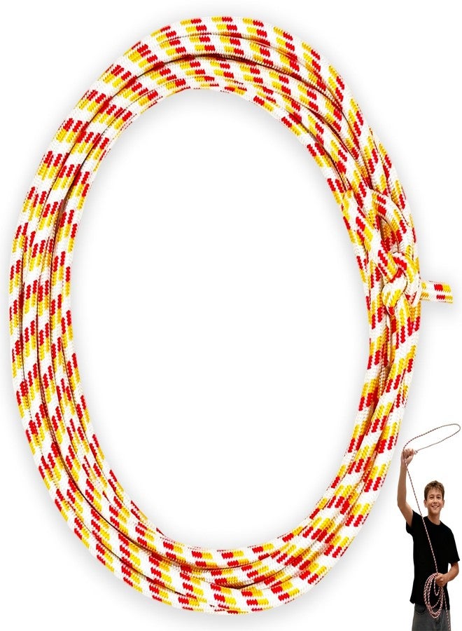 OOHGLITZ Cowboy Lasso Rope for Kids with Pre-Tied Loop, 20' - 9mm Unwaxed Lariat Roping Rope Toy for Indoor Outdoor Western Play & Costume Prop (Red Yellow) - Image 1